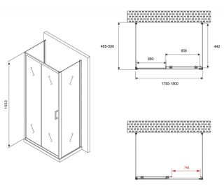 Душевой уголок ABBER Schwarzer Diamant AG30180B-S50B-S50B 180x50см чёрный